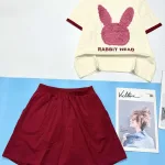Đồ bộ thun cotton quần đùi áo tay ngắn in hình đầu thỏ
