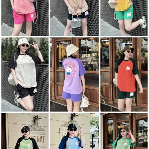 Đồ bộ thun cotton quần đùi áo tay ngắn in hình mèo kitty