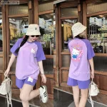 Đồ bộ thun cotton quần đùi áo tay ngắn in hình mèo kitty