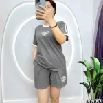 Đồ bộ thun cotton quần đùi áo tay ngắn in hình trái tim