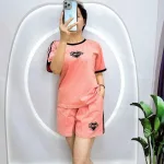Đồ bộ thun cotton quần đùi áo tay ngắn in hình trái tim