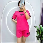 Đồ bộ thun cotton quần đùi áo tay ngắn in hình trái tim