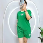 Đồ bộ thun cotton quần đùi áo tay ngắn in hình trái tim