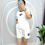 Đồ bộ thun cotton quần đùi áo tay ngắn in hình trái tim