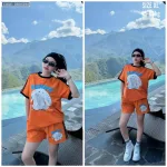 Đồ bộ thun cotton quần đùi áo tay ngắn in thỏ Bunny