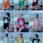 Đồ bộ thun cotton quần đùi áo tay ngắn in thỏ Bunny