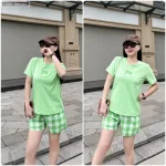 Đồ bộ thun cotton quần đùi áo tay ngắn thuê chữ YES