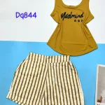 Đồ bộ thun cotton quần đùi kẻ sọc áo tay ba lỗ in chữ Mádmin