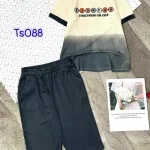 Đồ bộ thun cotton quần lửng áo tay ngắn hai màu in chữ