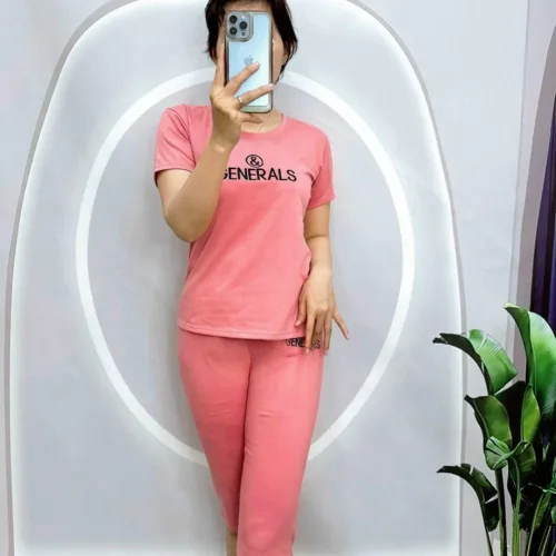 Đồ bộ thun cotton quần lửng áo tay ngắn in chữ GENERALS