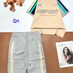 Đồ bộ thun cotton quần lửng áo tay ngắn in chữ SIMPSON