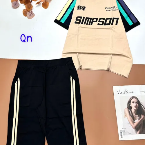 Đồ bộ thun cotton quần lửng áo tay ngắn in chữ SIMPSON