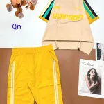 Đồ bộ thun cotton quần lửng áo tay ngắn in chữ SIMPSON