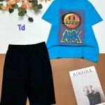 Đồ bộ thun cotton quần lửng áo tay ngắn in hình mặt cười