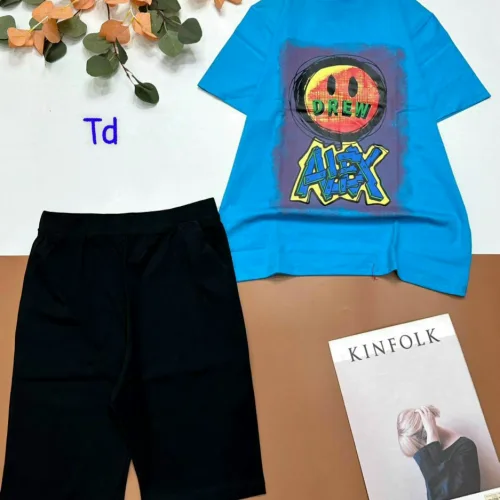 Đồ bộ thun cotton quần lửng áo tay ngắn in hình mặt cười