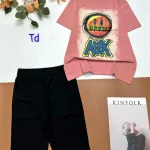 Đồ bộ thun cotton quần lửng áo tay ngắn in hình mặt cười
