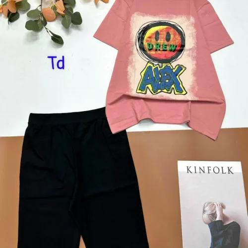 Đồ bộ thun cotton quần lửng áo tay ngắn in hình mặt cười