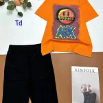 Đồ bộ thun cotton quần lửng áo tay ngắn in hình mặt cười