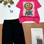Đồ bộ thun cotton quần lửng áo tay ngắn in hình mặt cười