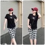 Đồ bộ thun cotton quần lửng áo tay ngắn thuê chữ YES