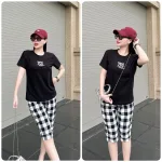 Đồ bộ thun cotton quần lửng áo tay ngắn thuê chữ YES