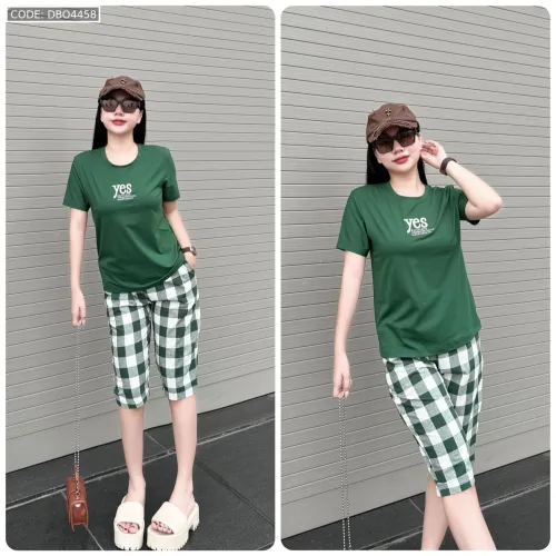 Đồ bộ thun cotton quần lửng áo tay ngắn thuê chữ YES
