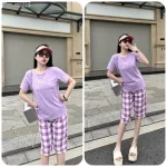 Đồ bộ thun cotton quần lửng áo tay ngắn thuê chữ YES