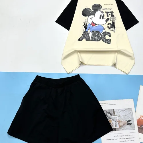 Đồ bộ thun nữ quần đùi áo in hình chuột mickey chữ ABC