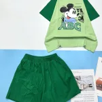 Đồ bộ thun nữ quần đùi áo in hình chuột mickey chữ ABC