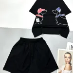 Đồ bộ thun nữ quần đùi áo in hình hai chú chó