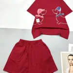 Đồ bộ thun nữ quần đùi áo in hình hai chú chó