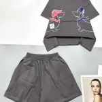 Đồ bộ thun nữ quần đùi áo in hình hai chú chó