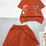 Đồ bộ thun nữ quần đùi áo in hình hai chú chó