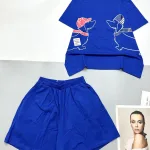 Đồ bộ thun nữ quần đùi áo in hình hai chú chó