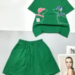 Đồ bộ thun nữ quần đùi áo in hình hai chú chó