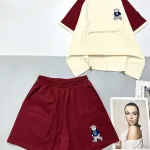 Đồ bộ thun nữ quần đùi áo tay ngắn in hình chú chó gấu nhỏ
