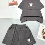Đồ bộ thun nữ quần đùi áo tay ngắn in hình gấu nhỏ