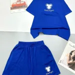 Đồ bộ thun nữ quần đùi áo tay ngắn in hình gấu nhỏ