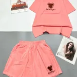 Đồ bộ thun nữ quần đùi áo tay ngắn in hình gấu nhỏ