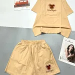 Đồ bộ thun nữ quần đùi áo tay ngắn in hình gấu nhỏ