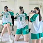 Đồ bộ thun nữ quần đùi áo tay ngắn in số 8