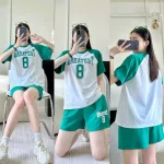 Đồ bộ thun nữ quần đùi áo tay ngắn in số 8