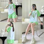 Đồ bộ thun nữ quần đùi áo tay ngắn in số 8