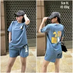 Đồ bộ thun nữ quần đùi in con thỏ bên trái form rộng 65kg