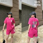 Đồ bộ thun nữ quần đùi in con thỏ bên trái form rộng 65kg