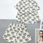 Đồ bộ tơ xước quần đùi áo sơ mi tay ngắn cổ bẻ in hoạ tiết