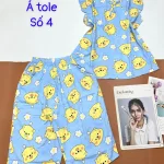 Đồ bộ tonl  quần lửng áo sát nách bèo in hình con vật