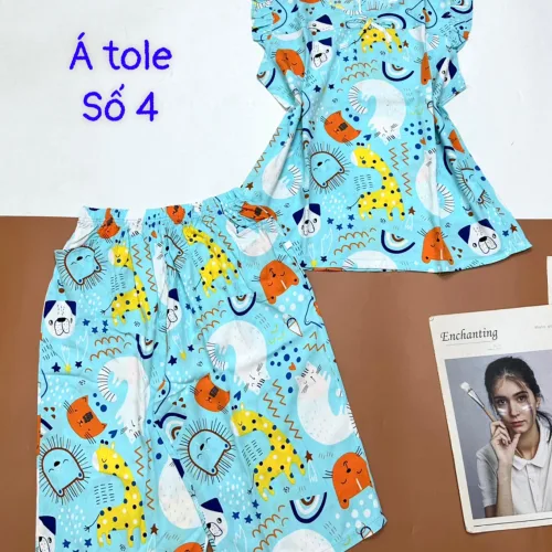 Đồ bộ tonl  quần lửng áo sát nách bèo in hình con vật