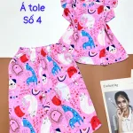 Đồ bộ tonl  quần lửng áo sát nách bèo in hình con vật