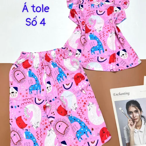 Đồ bộ tonl  quần lửng áo sát nách bèo in hình con vật